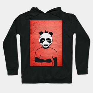 Kung Fu: Male NFT with Animal Mask, Dark Eyes, and Gray Aesthetic in a Waves Background Hoodie